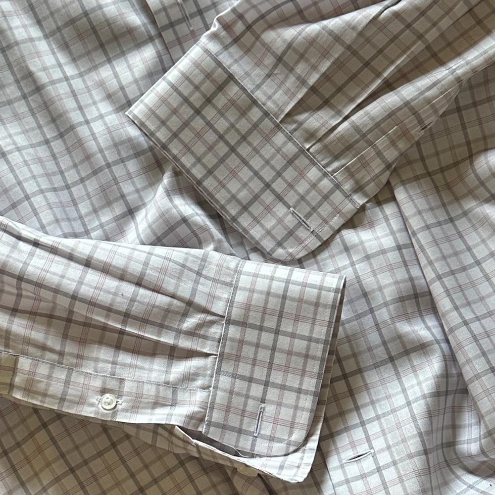 Jos. A. Bank Purple and White Checkered Dress Shirt - Picture 6 of 8